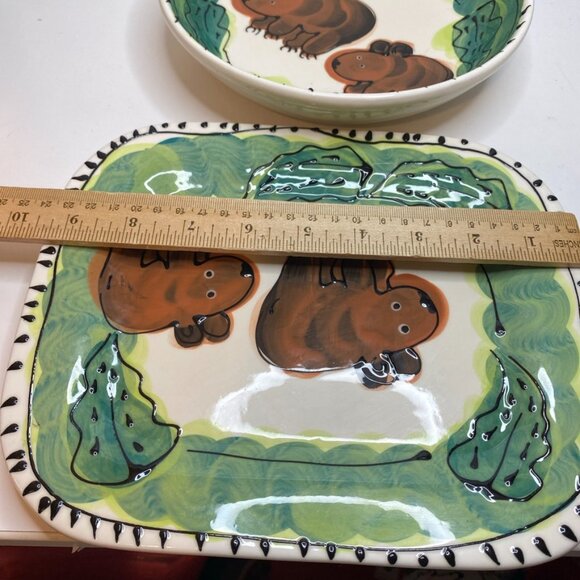 2 DEBRA CHERNIAWSKY CERAMIC PLATE Bowl MOOSE POTTERY 1996 TABLE ARTS - Picture 12 of 15